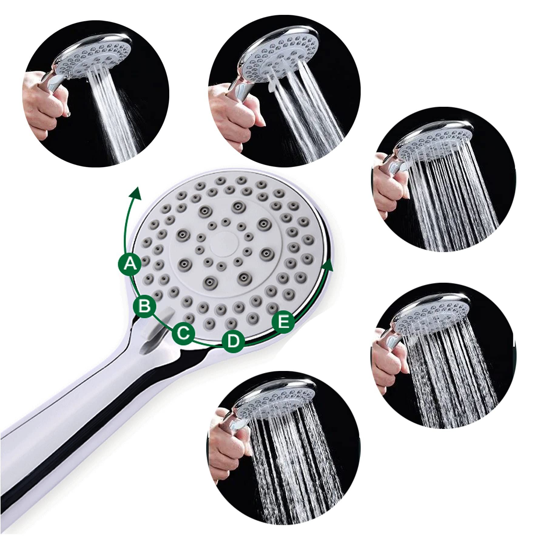 5 Functions Handheld Shower Head High Pressure Chrome Plated Finish Shower view 3