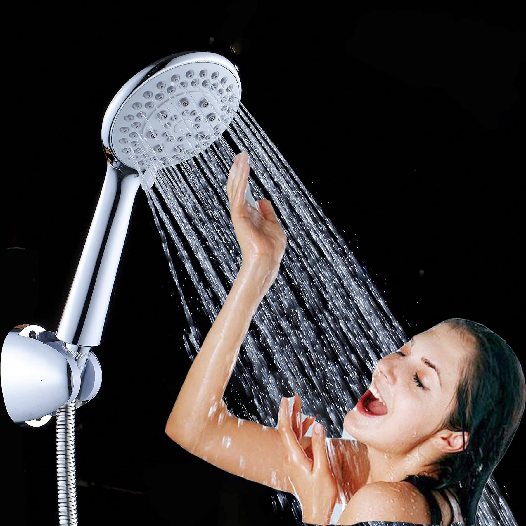 5 Functions Handheld Shower Head High Pressure Chrome Plated Finish Shower view 5