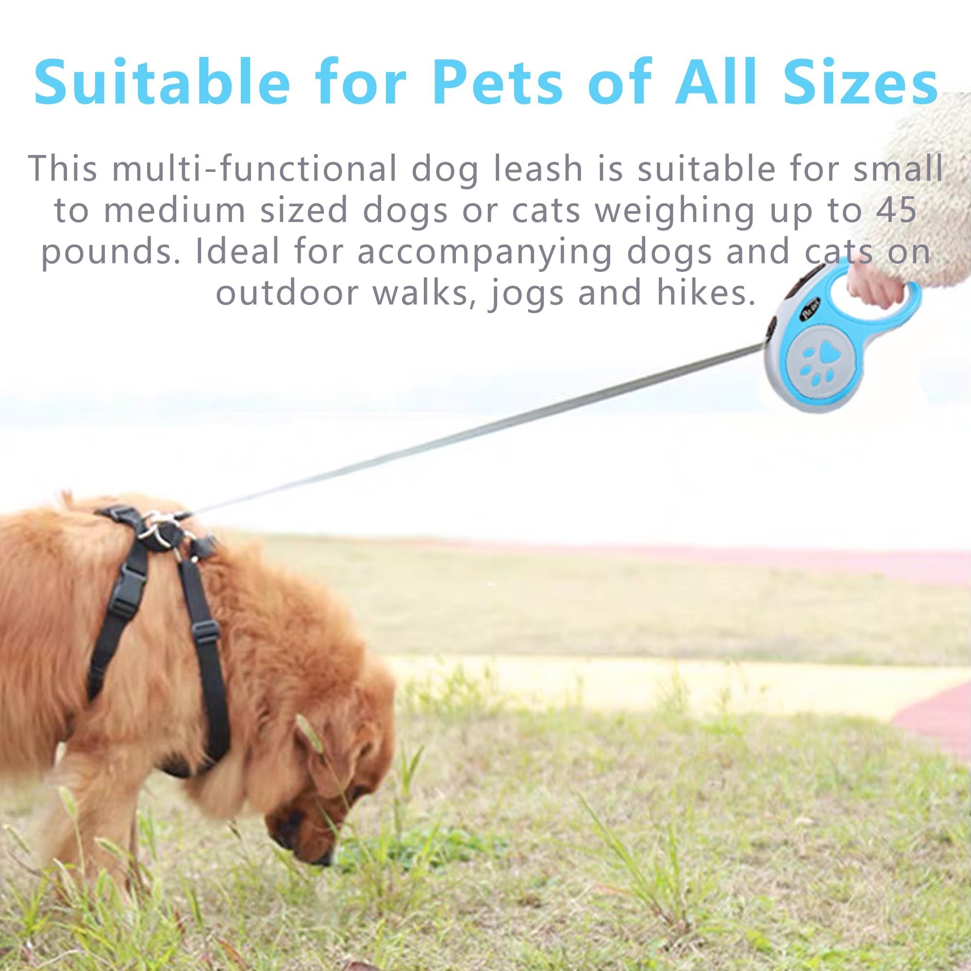 Retractable Dog Leash,Outdoor Dog Walking Leash, One-Hand Brake, Pause view 2