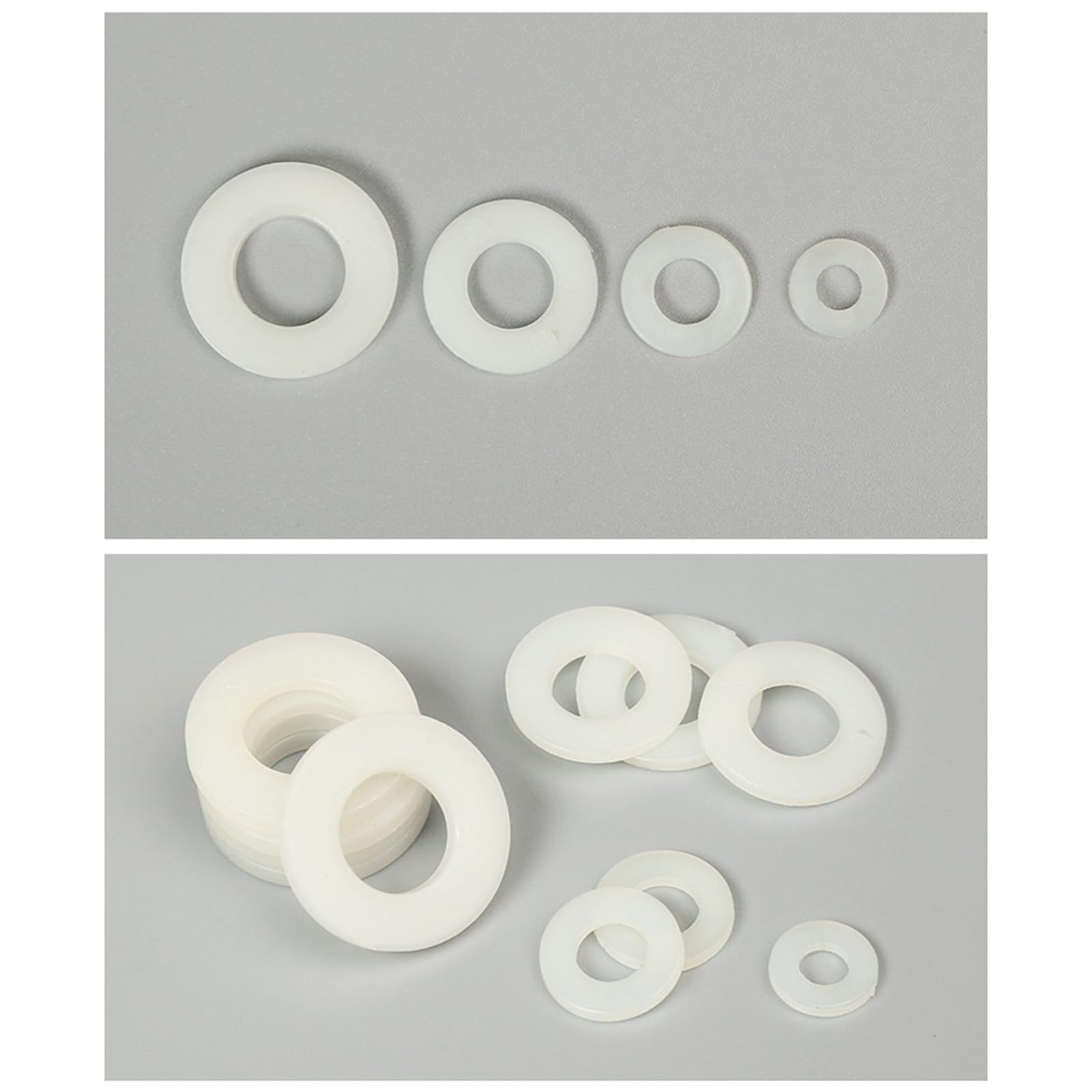 500Pcs White Nylon Flat Washer Assortment Kit view 3