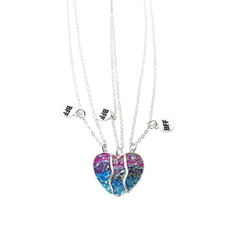 Necklace Necklace for 3 Half Heart Pendant Necklace for Friends Friendship