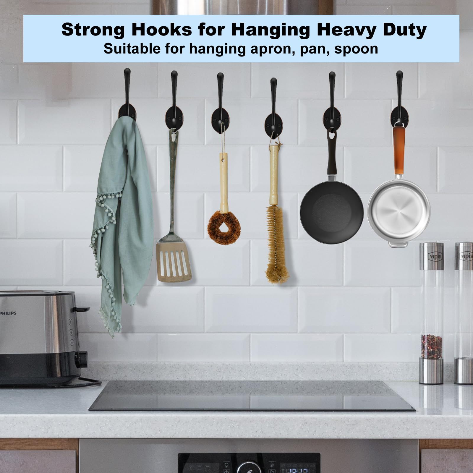 4Pcs Coat Hooks Wall Hooks for Hanging Heavy Duty view 4