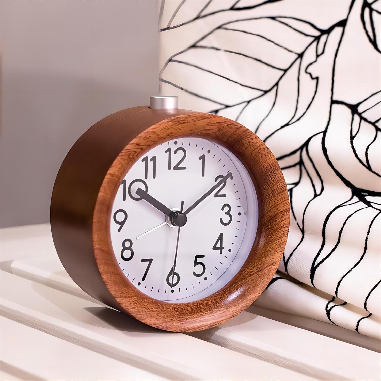 Round Wooden Alarm Clock view 5