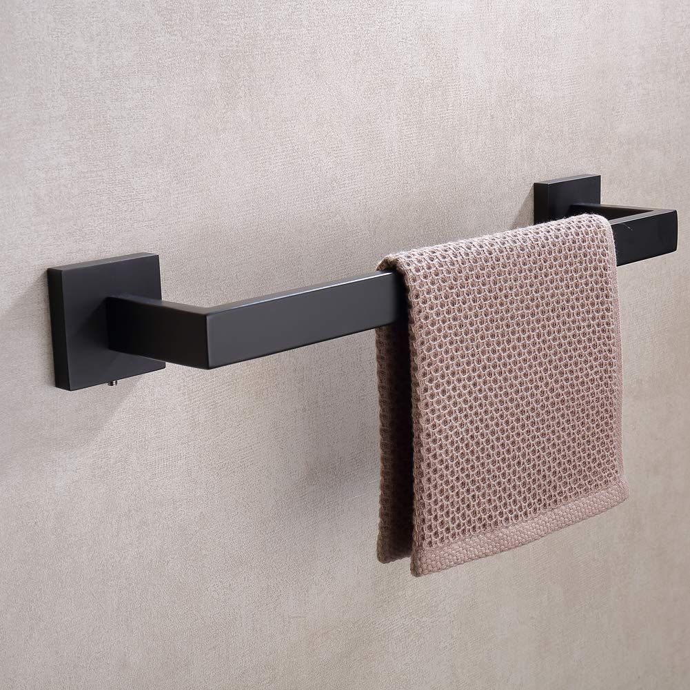 16 Inch Black Single Towel Bar Rack view 2