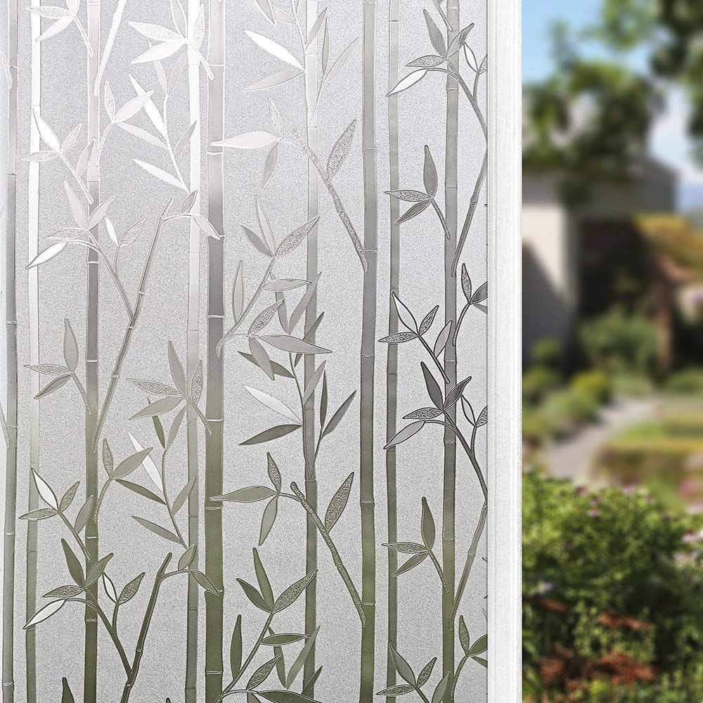 Bamboo Window Film Stained Glass Film Frosted Privacy Window Decal Decorative view 4
