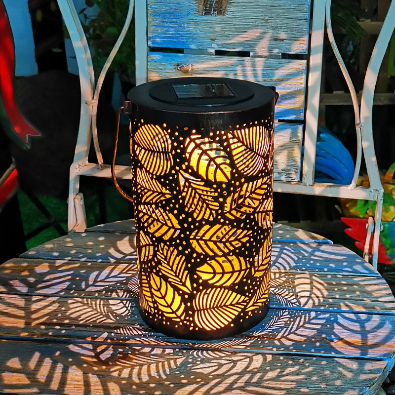 Solar Lanterns Outdoor Waterproof Garden Lanterns Metal Leaf Pattern Mothers view 4