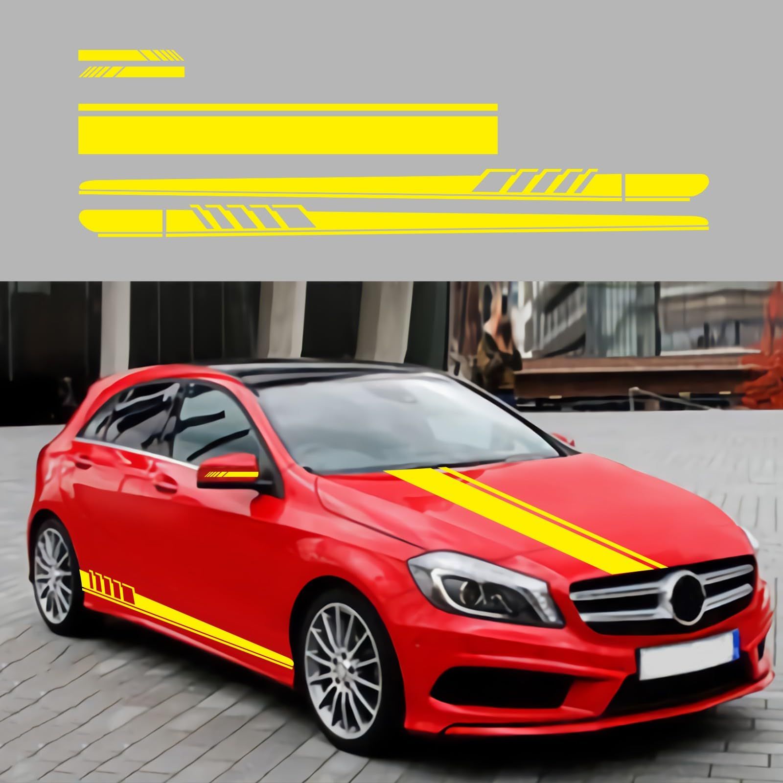 Racing Stripes Car Stickers Sport Stripes Styling Decorated Door Hood Mirrors view 2