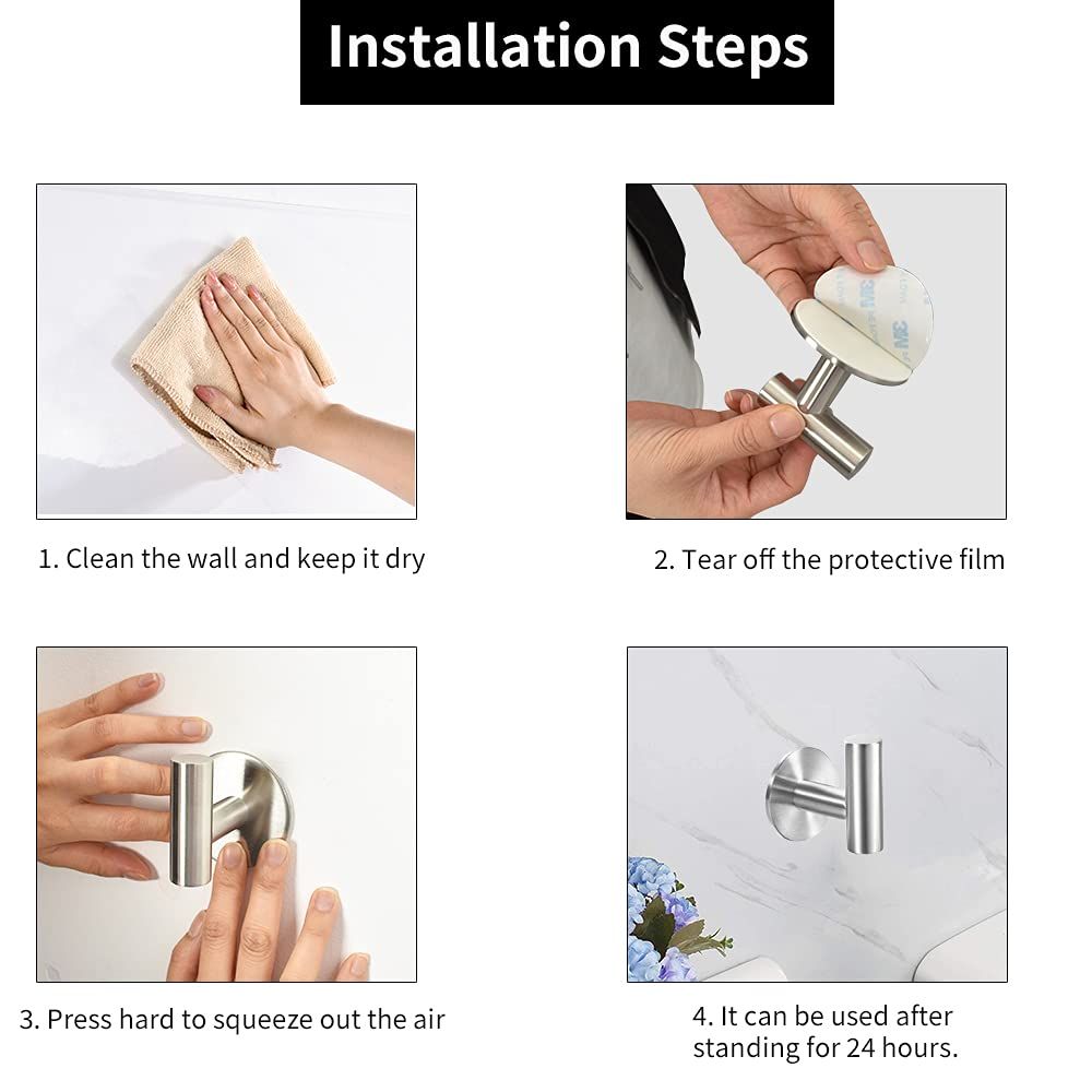 Hooks Heavy Duty Waterproof Wall Hooks Self Adhesive Coat Robe Towel Hooks for view 4
