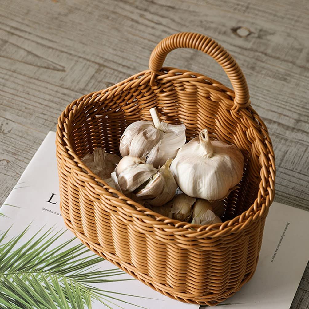 Woven Belly Basket Woven Cutlery Storage Organizer Plastic Hanging Bin for view 2