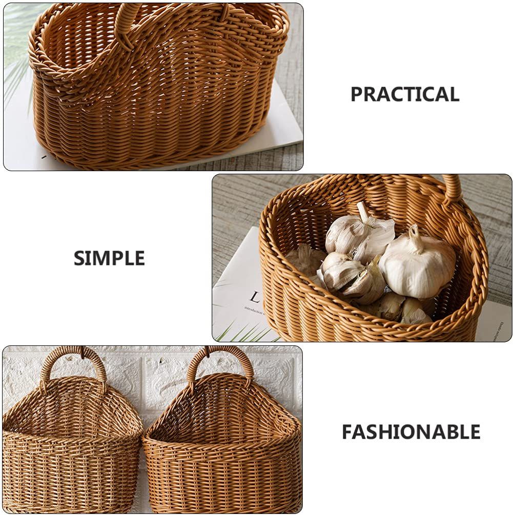 Woven Belly Basket Woven Cutlery Storage Organizer Plastic Hanging Bin for view 5