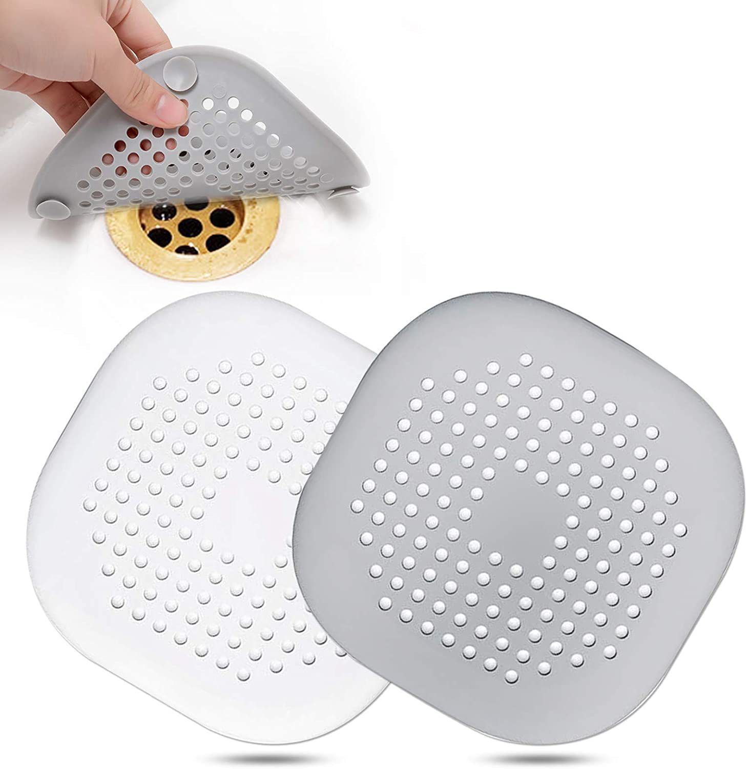 Square Drain Cover for Shower Silicone Hair Stopper with Suction Cup view 2