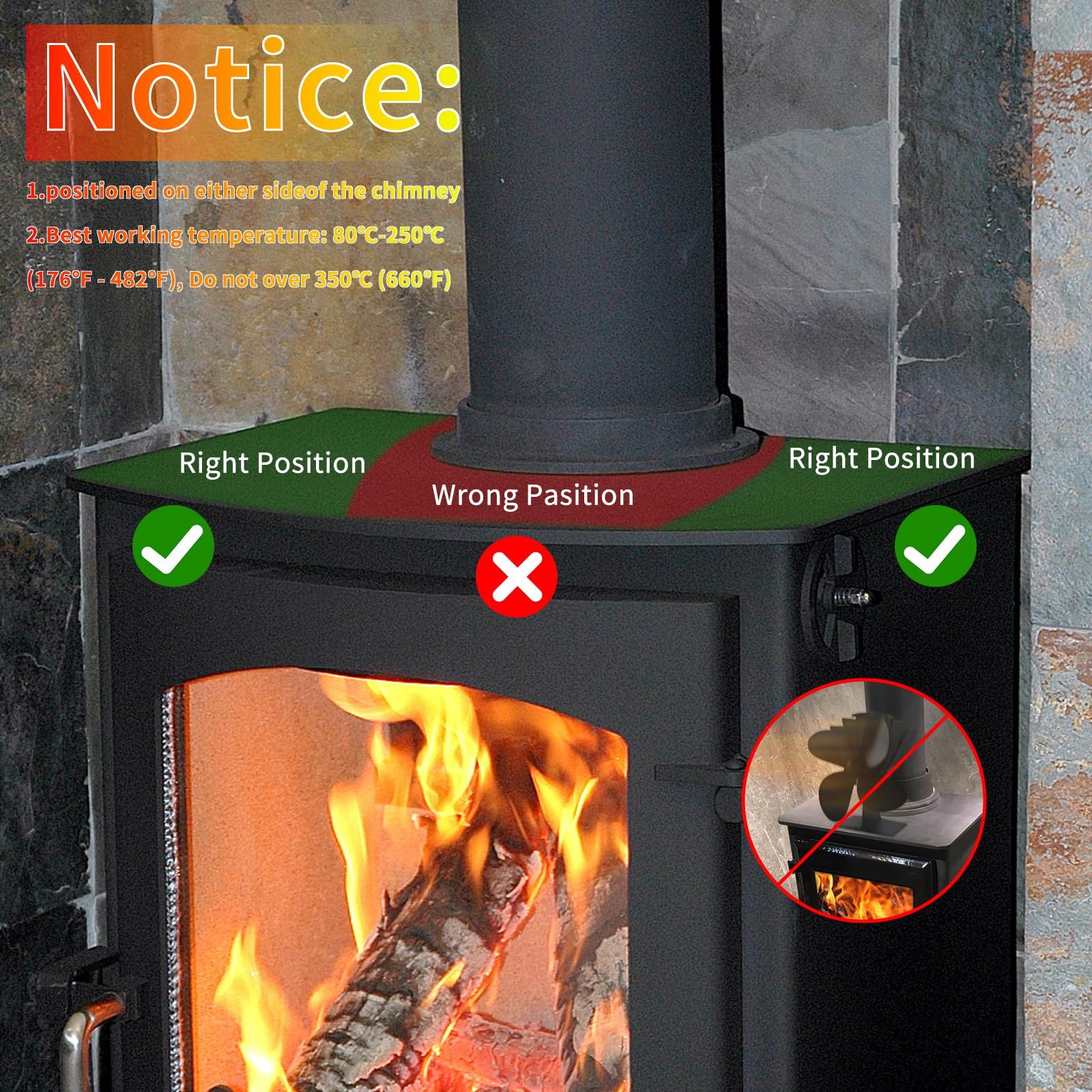 Stove Fan 4-Blade Upgrade Heat Powered Fireplace Fan for Fireplace Wood view 5