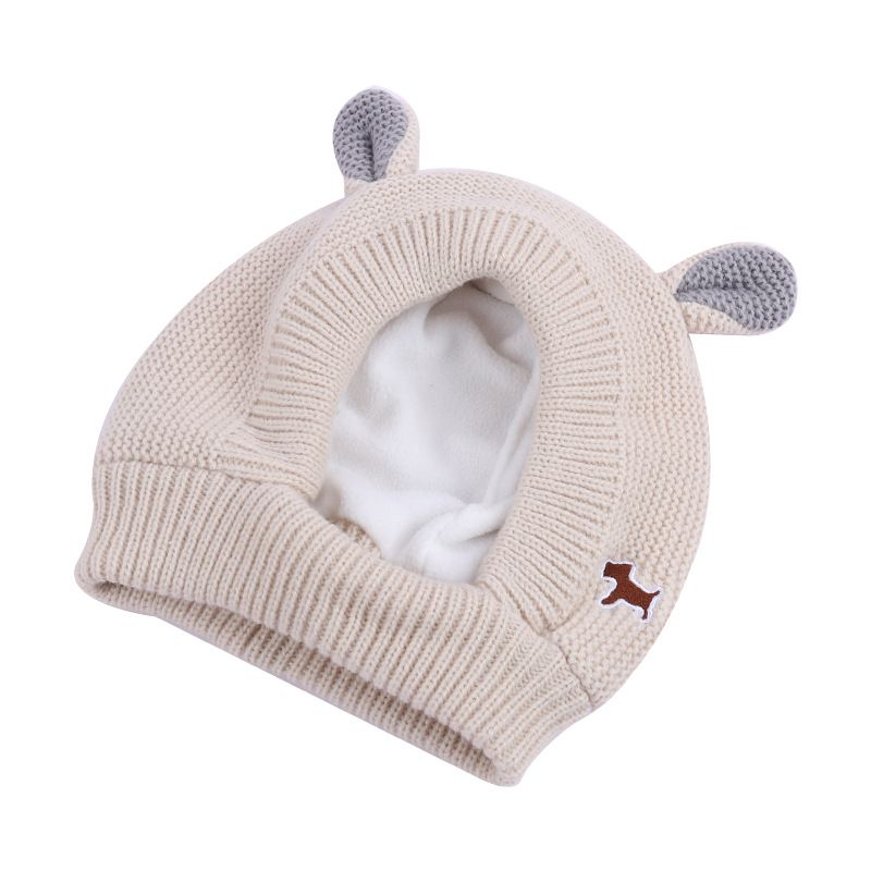 Beige Dog Knitted Hat, Dog Ear Muffs Noise Protection Quiet Ears for Dogs