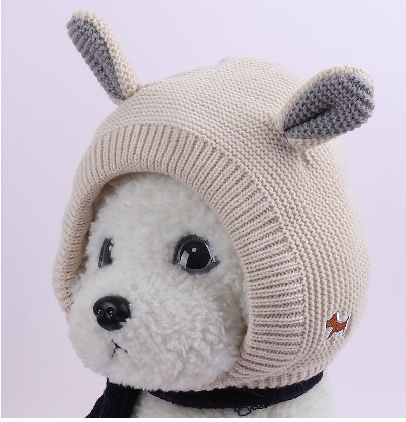 Beige Dog Knitted Hat, Dog Ear Muffs Noise Protection Quiet Ears for Dogs view 4
