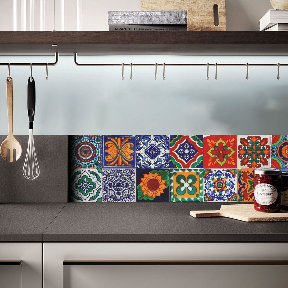 24 Pcs Tile Stickers Wall Decor Bathroom Kitchen Wall Sticker Waterproof PVC view 2