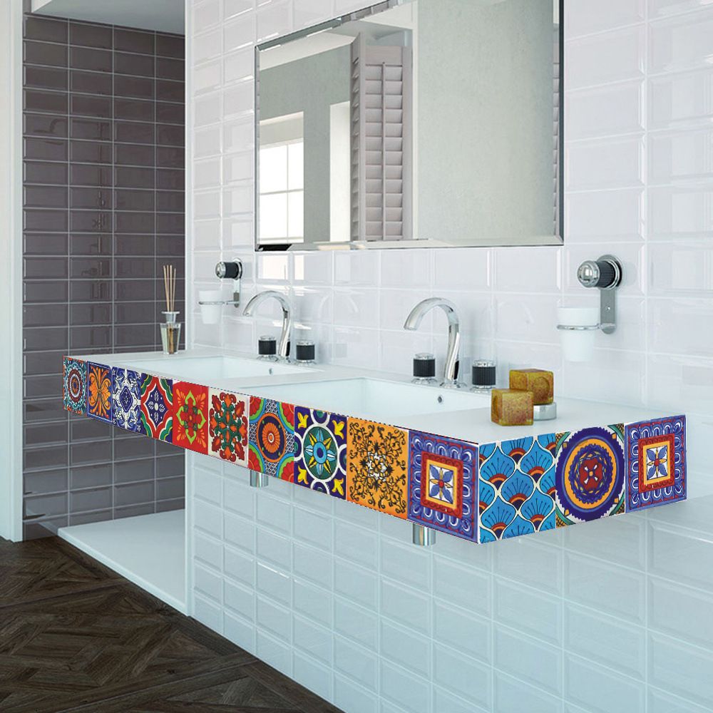 24 Pcs Tile Stickers Wall Decor Bathroom Kitchen Wall Sticker Waterproof PVC view 5