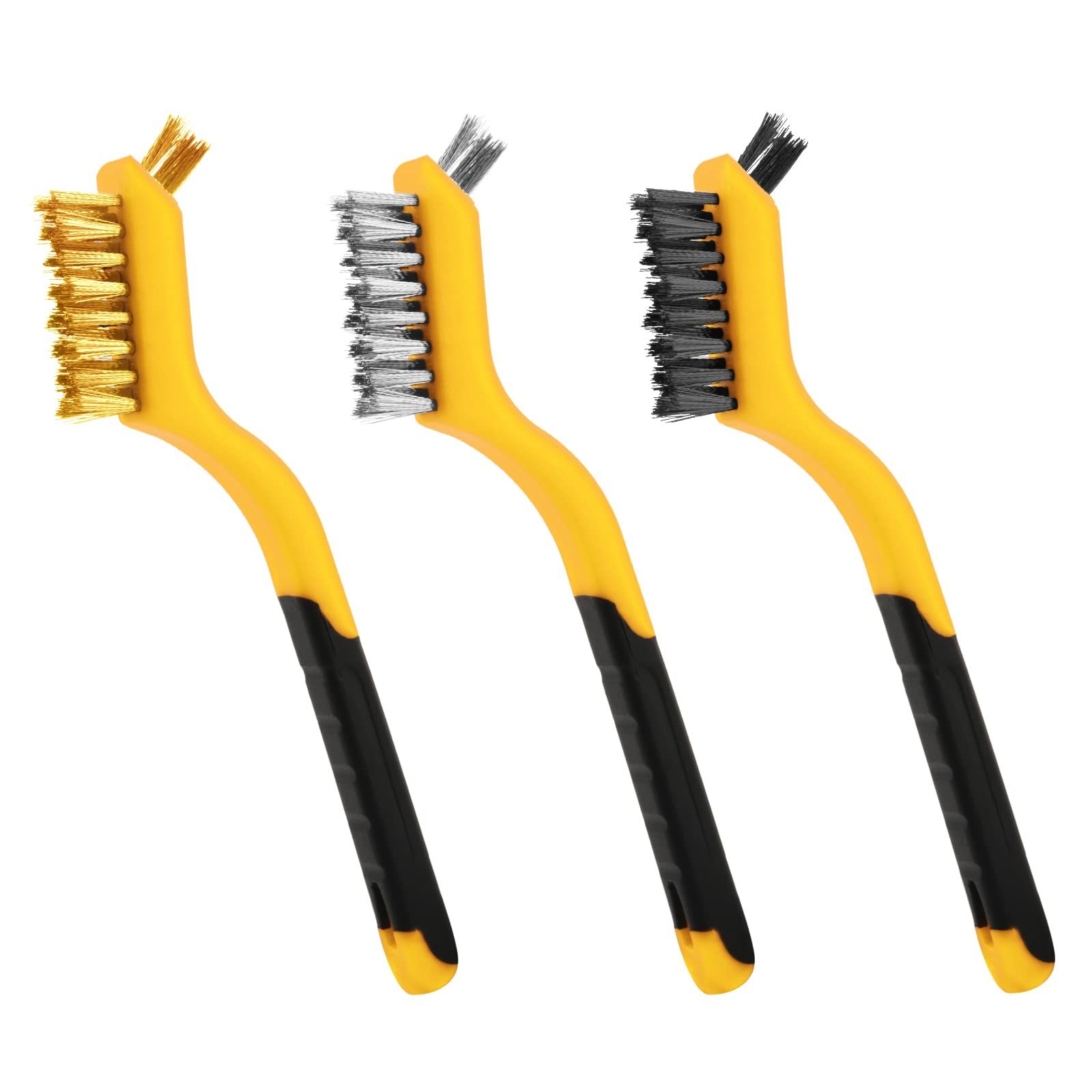 Wire Brush Set, 3 Pcs Stainless Steel/Brass/Nylon Wire Brushes for Cleaning