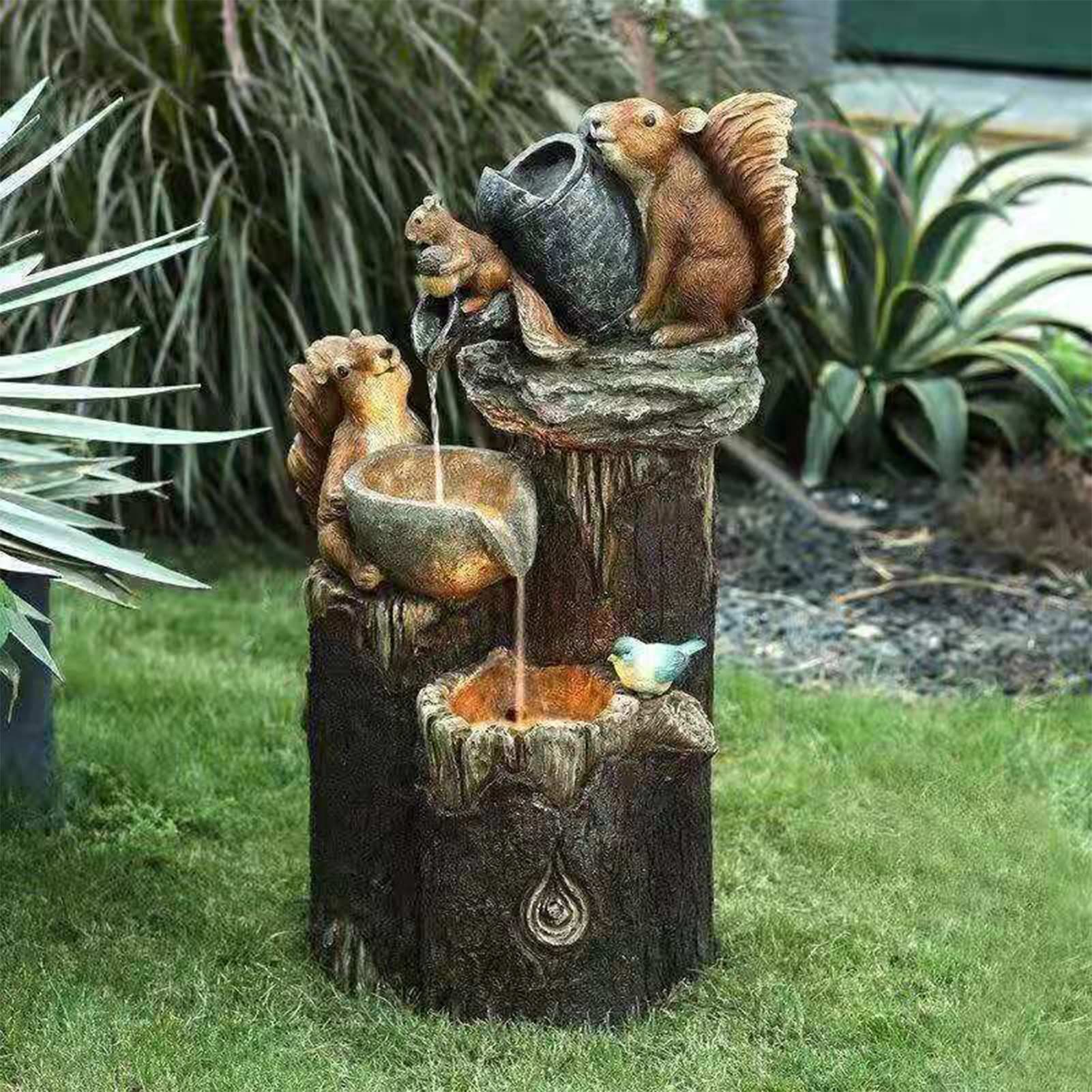 Squirrel/Duck Solar Powered Water Feature Outdoor/Indoor Sculpture view 2