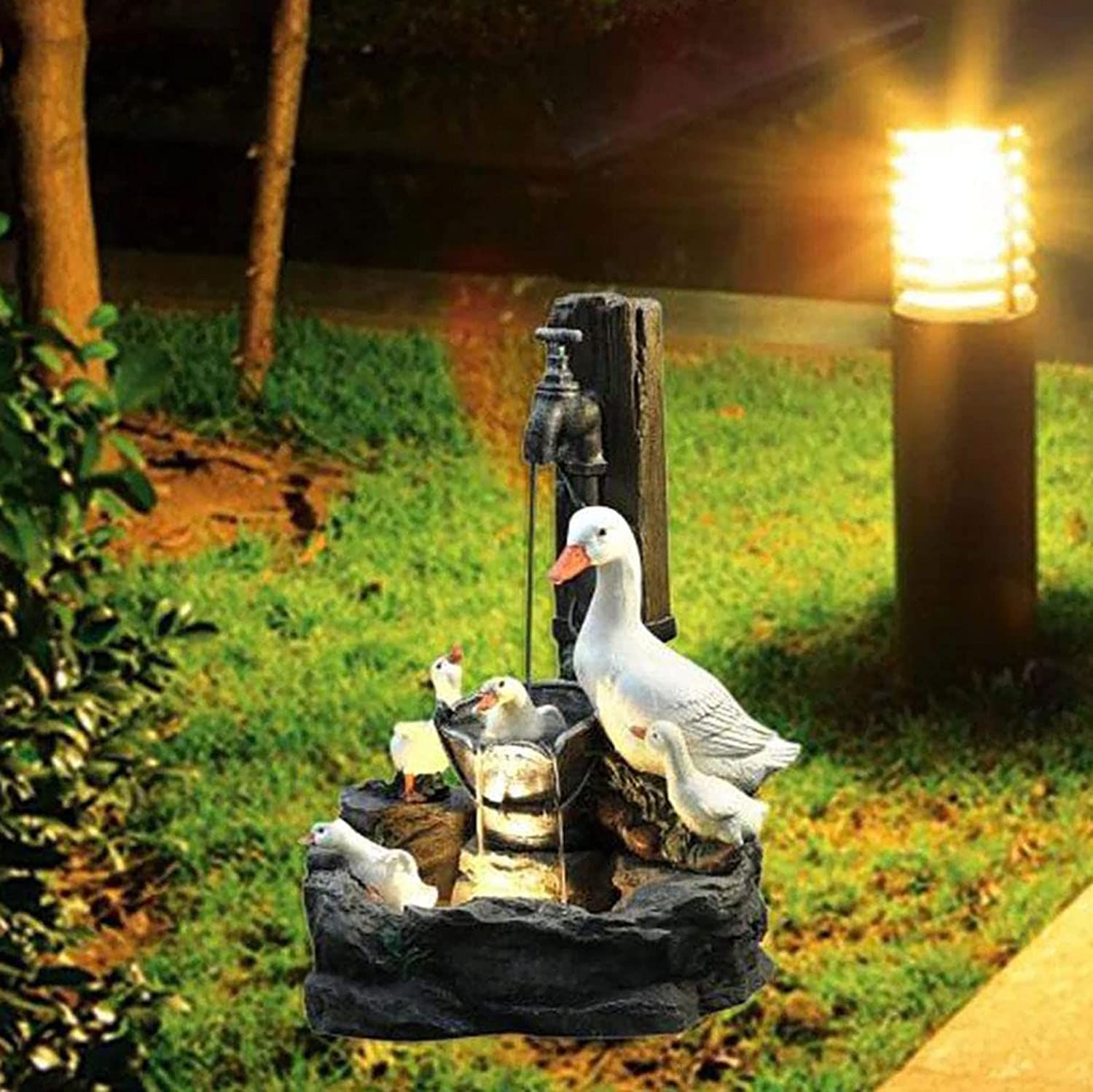 Squirrel/Duck Solar Powered Water Feature Outdoor/Indoor Sculpture view 4