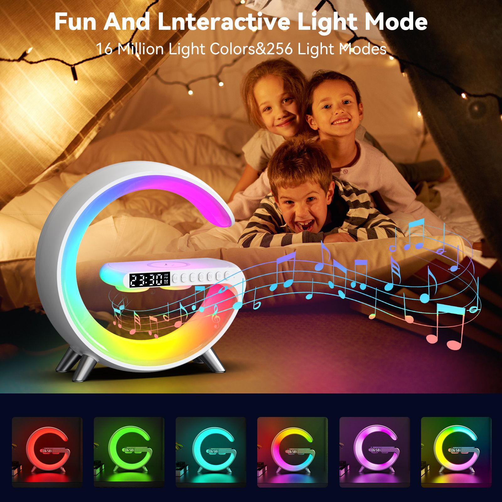 Smart Sound Machine Alarm Clocks with Atmosphere Lamp view 4