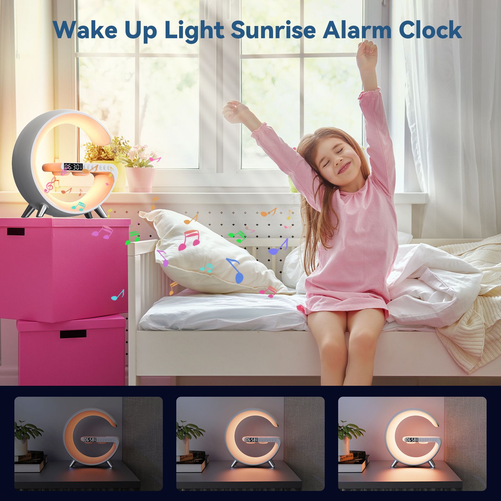 Smart Sound Machine Alarm Clocks with Atmosphere Lamp view 5