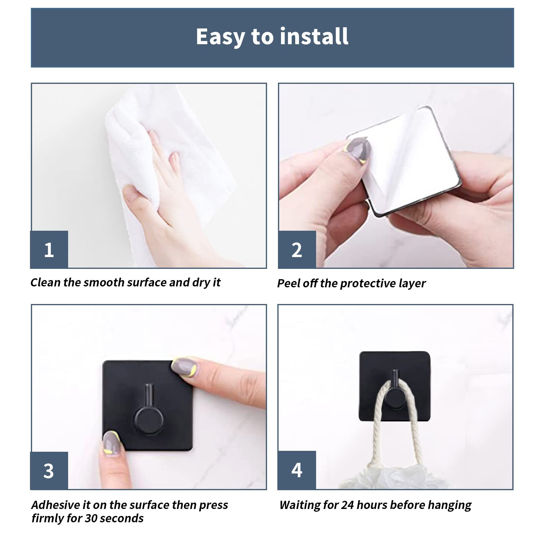 Waterproof Adhesive Shower Hanger Hooks for Hanging Loofah view 4