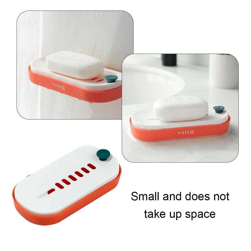 Soap Dish Wall-Mounted Soap Holder Press to Drain Soap Box for Home Bathroom view 4