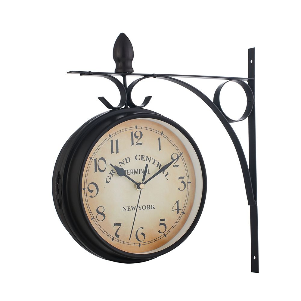 Vintage Double Sided Wall Clock Wall-Mounted 7-inch Retro Train Station Clock view 3