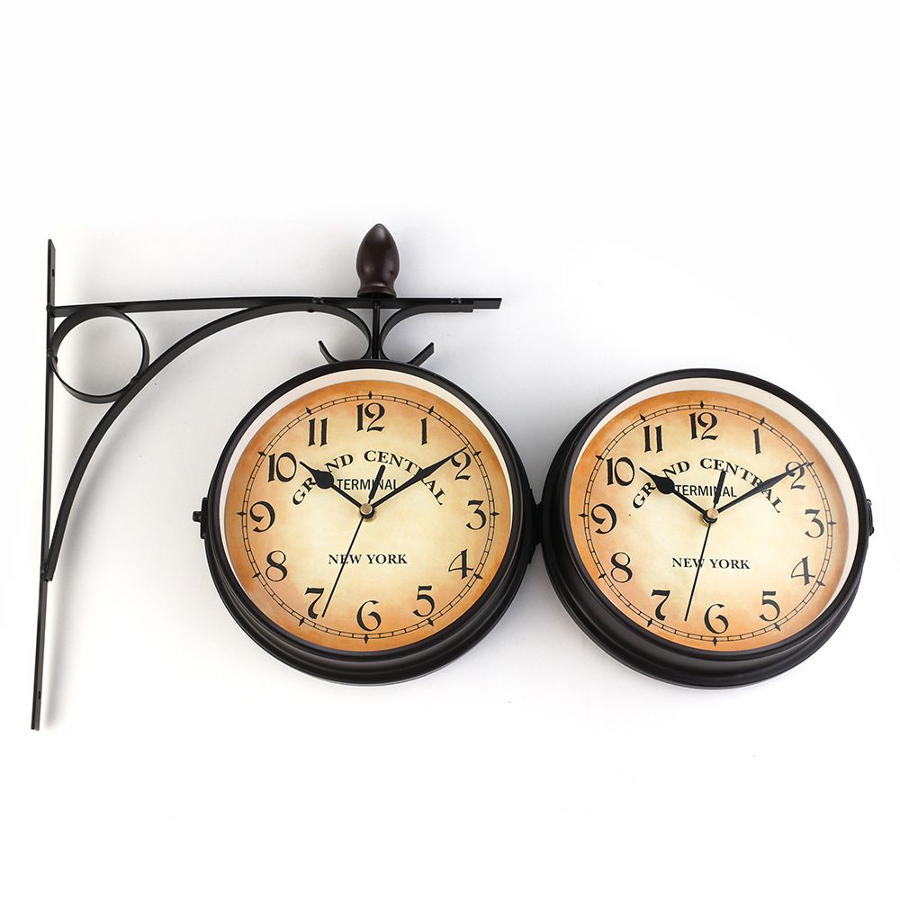 Vintage Double Sided Wall Clock Wall-Mounted 7-inch Retro Train Station Clock view 4