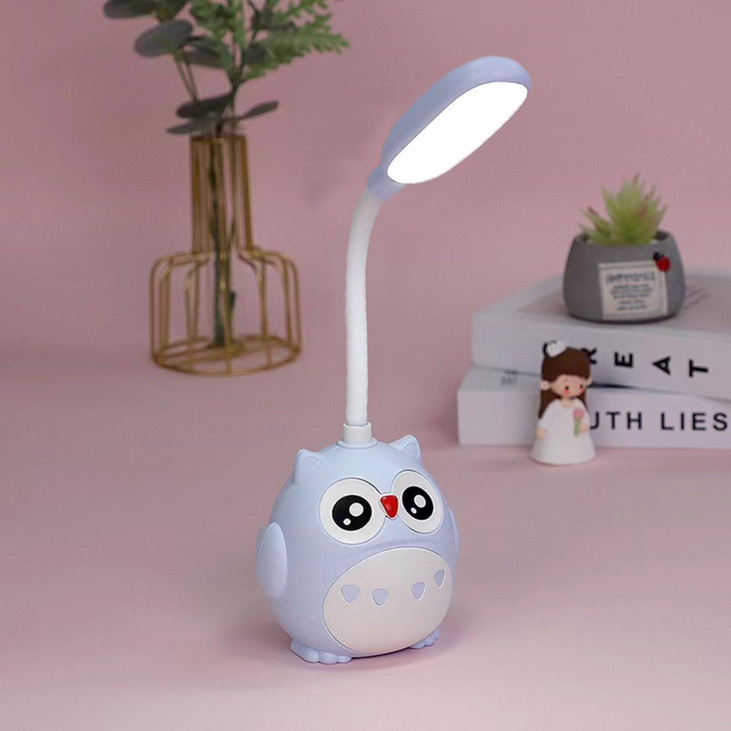 Desk Lamp for Kids,Mini Cute Owl Lamp Night Light,Foldable USB Rechargeable view 2