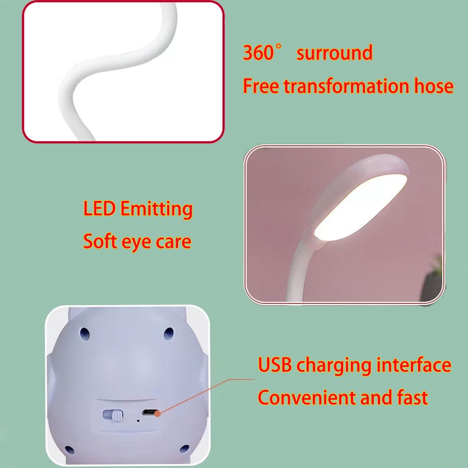 Desk Lamp for Kids,Mini Cute Owl Lamp Night Light,Foldable USB Rechargeable view 4