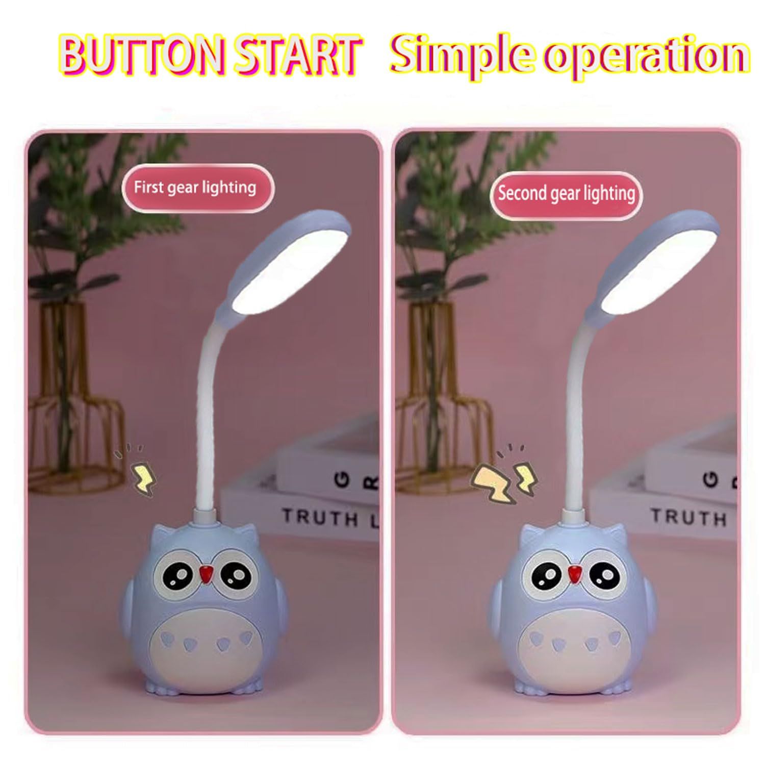 Desk Lamp for Kids,Mini Cute Owl Lamp Night Light,Foldable USB Rechargeable view 5