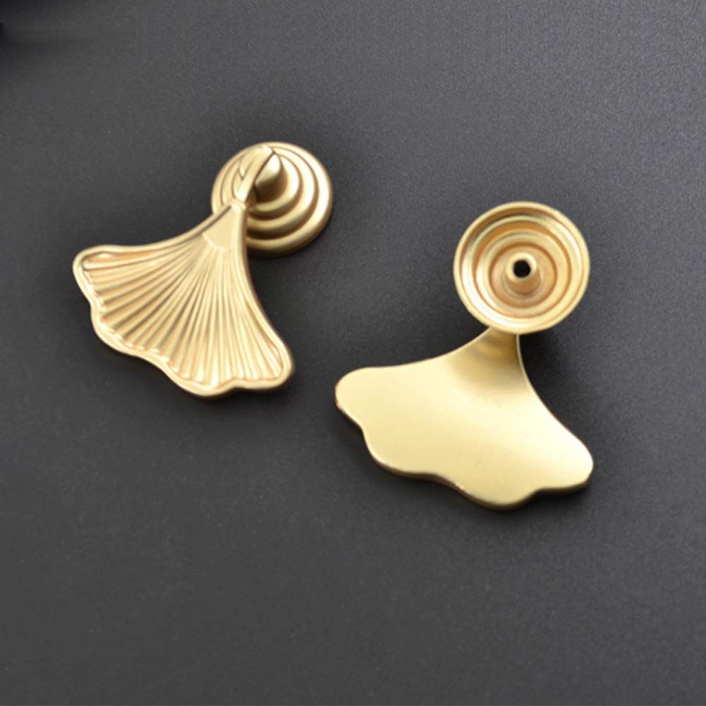 Furniture Knob Handles Golden Drop Pendant Pull Handle Fashion Ginkgo Leaf view 4