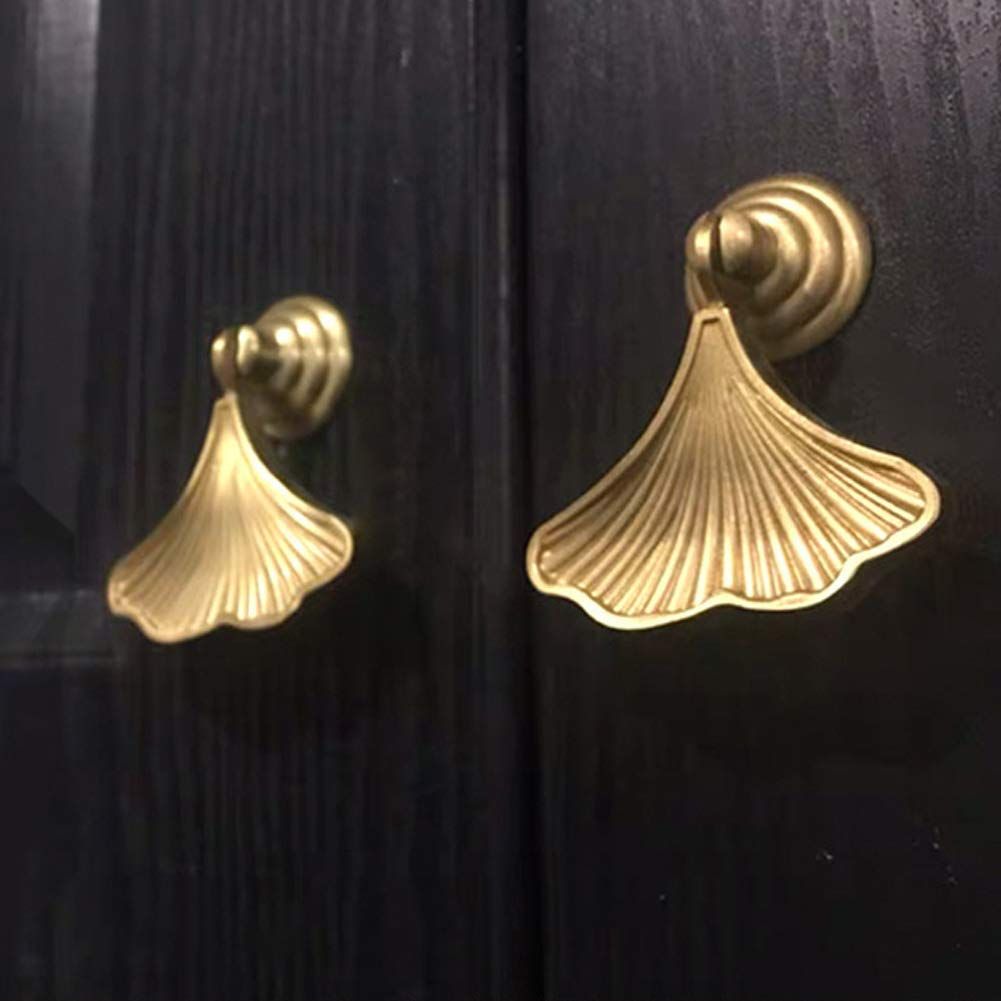 Furniture Knob Handles Golden Drop Pendant Pull Handle Fashion Ginkgo Leaf view 5