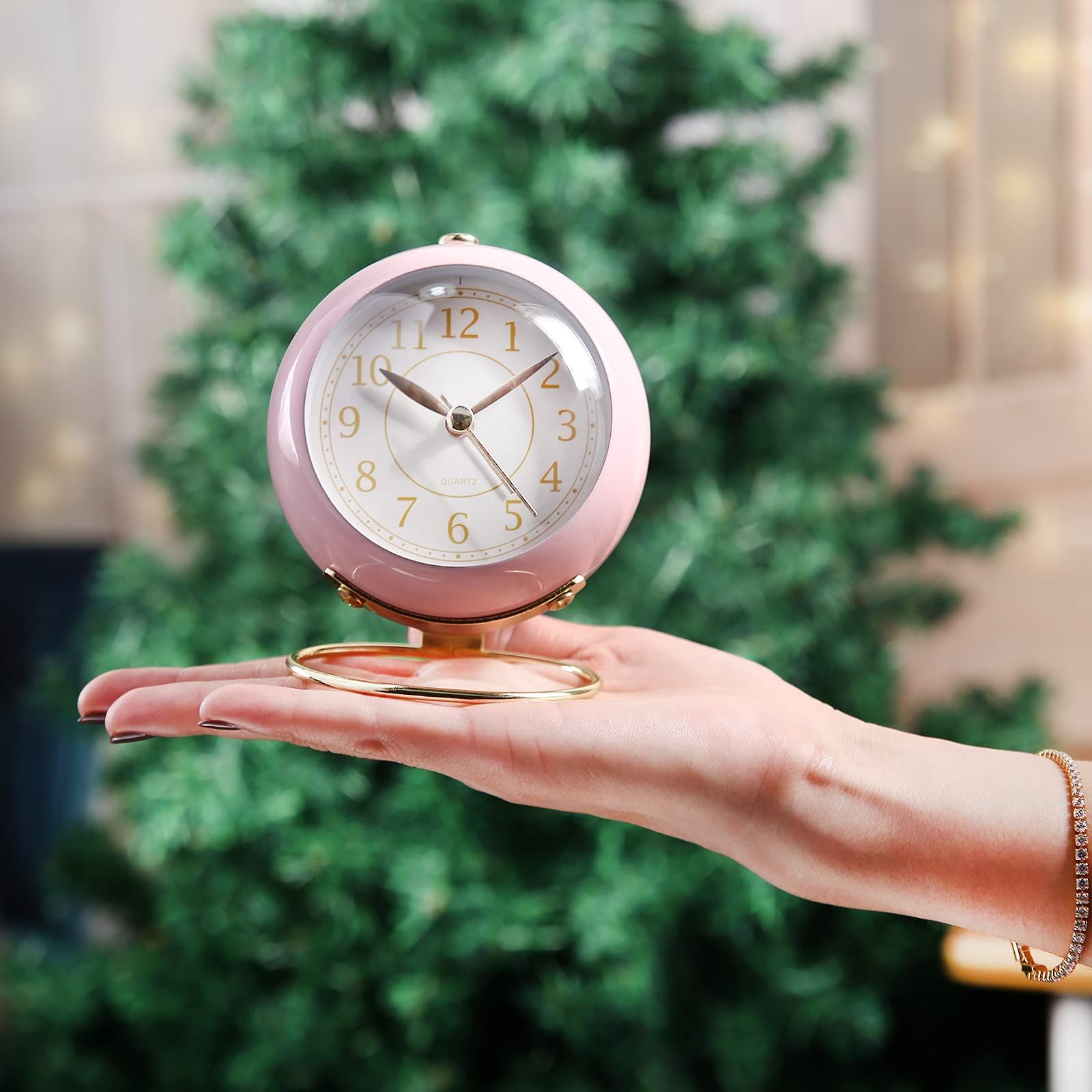Small Table Clocks, Classic Non-Ticking Tabletop Alarm Clock with Backlight view 2