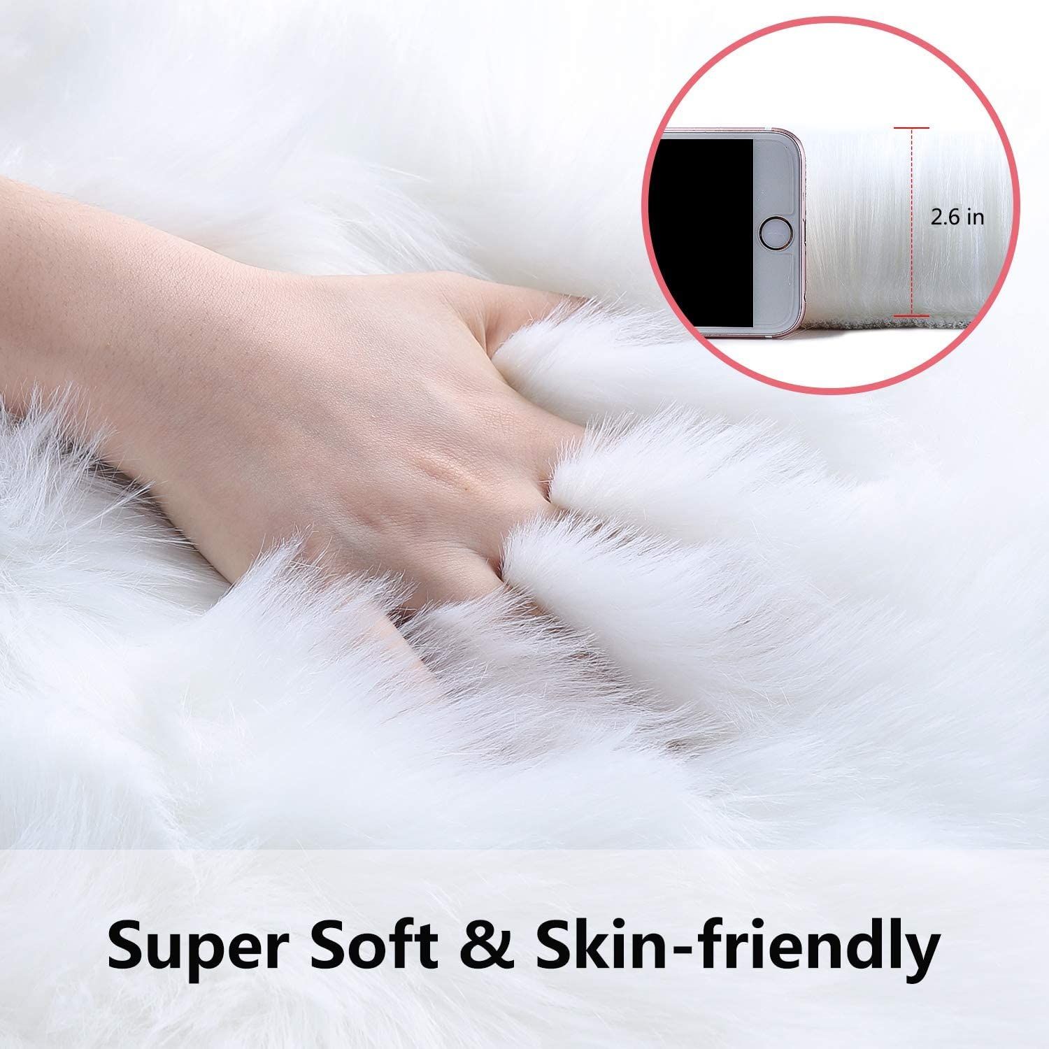 Square Faux Fur Sheepskin Chair Cover Seat Cushion Pad Super Soft Area Rugs view 3