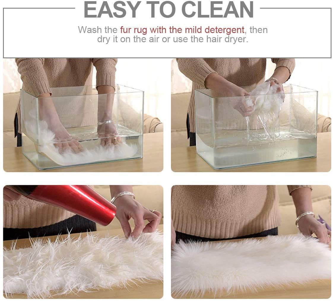 Square Faux Fur Sheepskin Chair Cover Seat Cushion Pad Super Soft Area Rugs view 4
