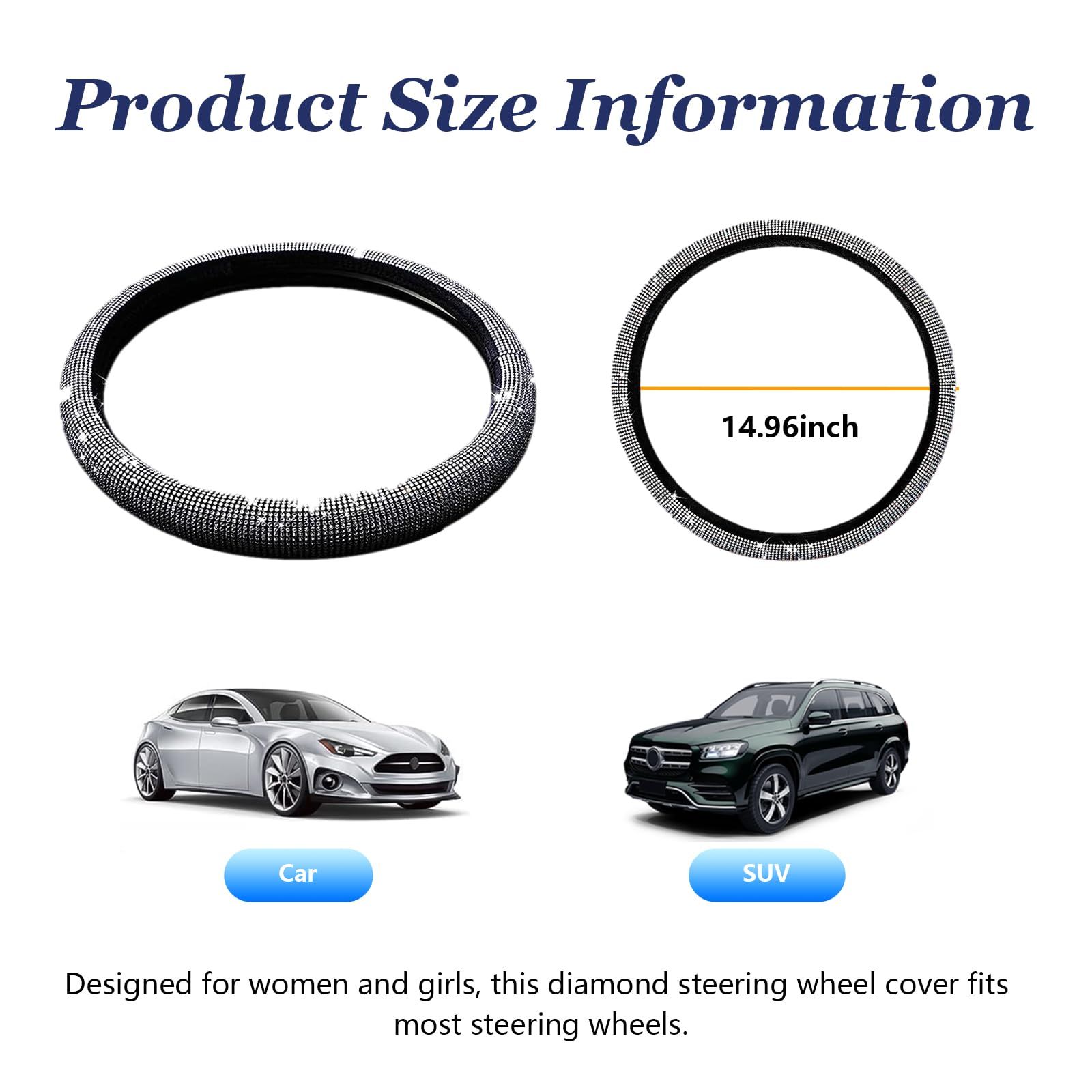 Steering Wheel Cover,Crystal Diamond Steering Wheel Protector for Women view 4