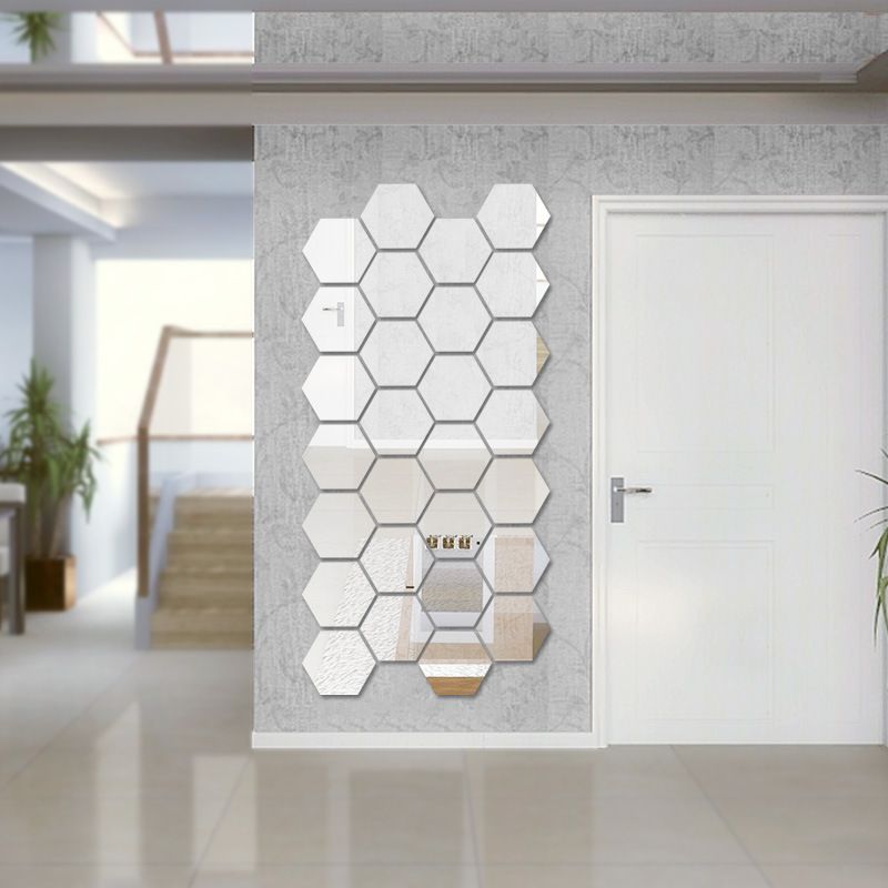 Hexagon Mirror Wall Sticker 12 Pieces Acrylic Mirror Three-Dimensional Wall view 2