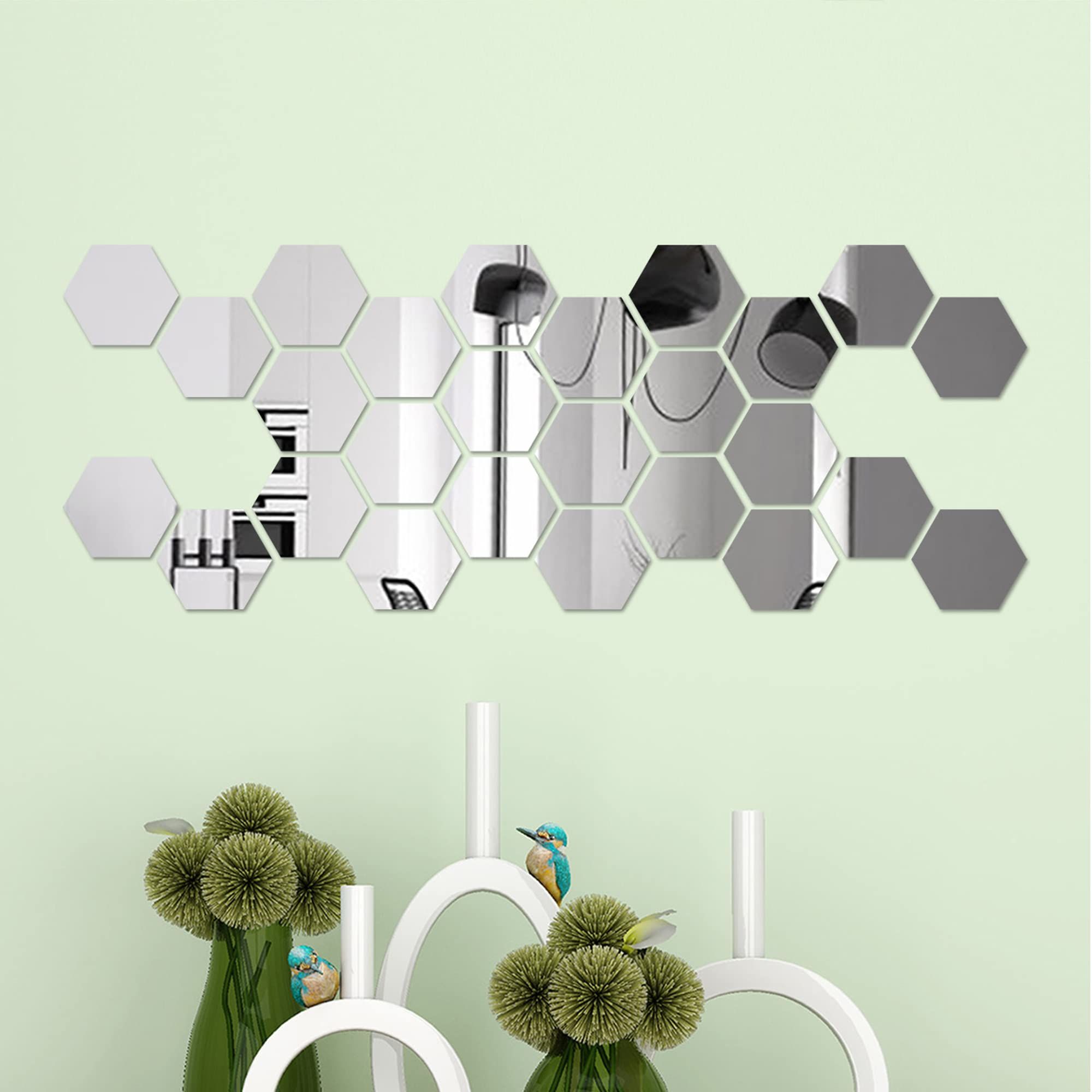 Hexagon Mirror Wall Sticker 12 Pieces Acrylic Mirror Three-Dimensional Wall view 5