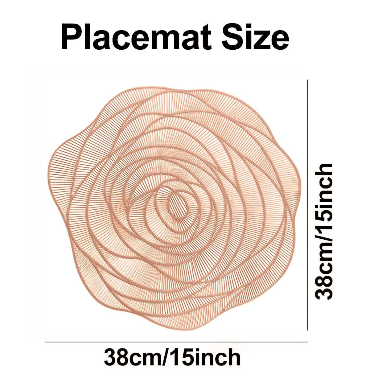 Placemats Rose Flower Pressed Vinyl Place Mats Elegant Tablemats Kitchen Table view 5