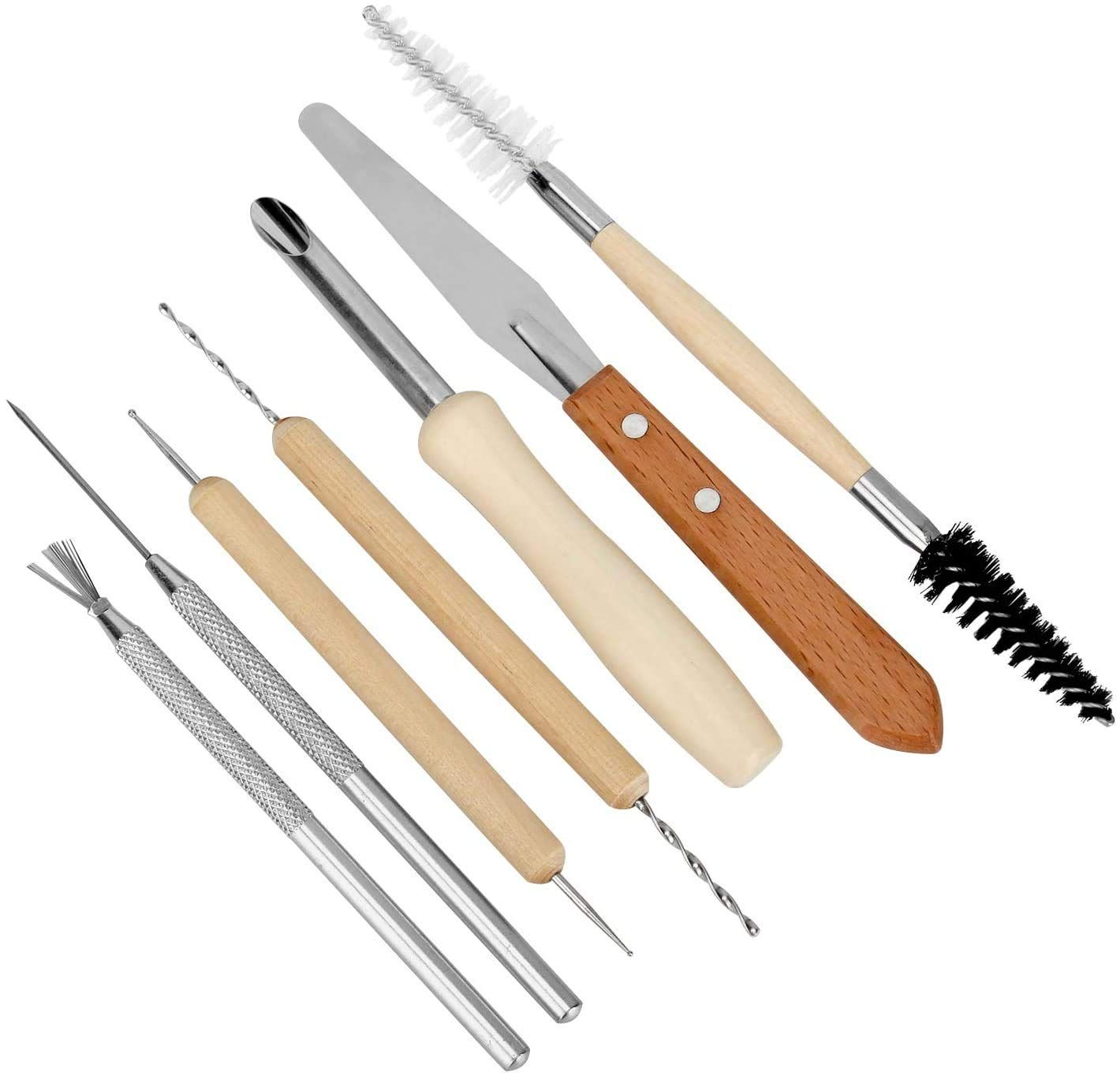 Set of 33 Clay Sculpting Tools Wooden Handle Pottery Carving Tool Kit Double