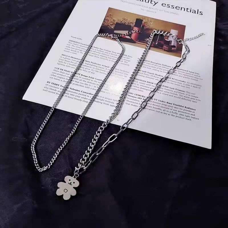 Charming Bear-Shaped Double Chain Necklace – Fashionable Daily and Festival