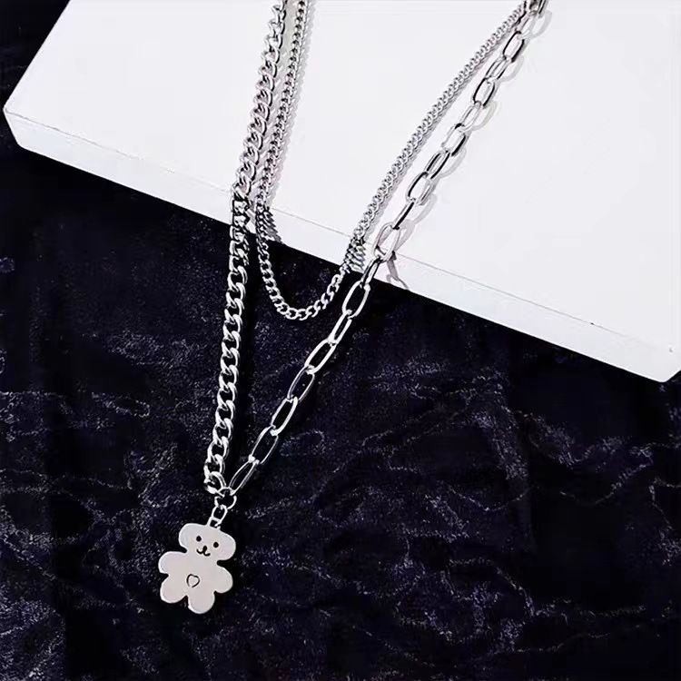 Charming Bear-Shaped Double Chain Necklace – Fashionable Daily and Festival view 2