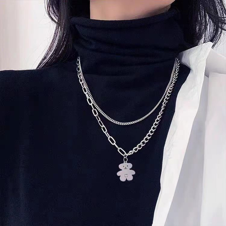 Charming Bear-Shaped Double Chain Necklace – Fashionable Daily and Festival view 3