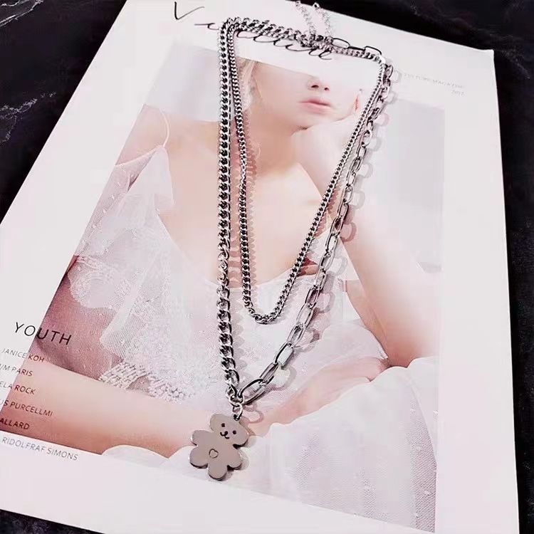 Charming Bear-Shaped Double Chain Necklace – Fashionable Daily and Festival view 5