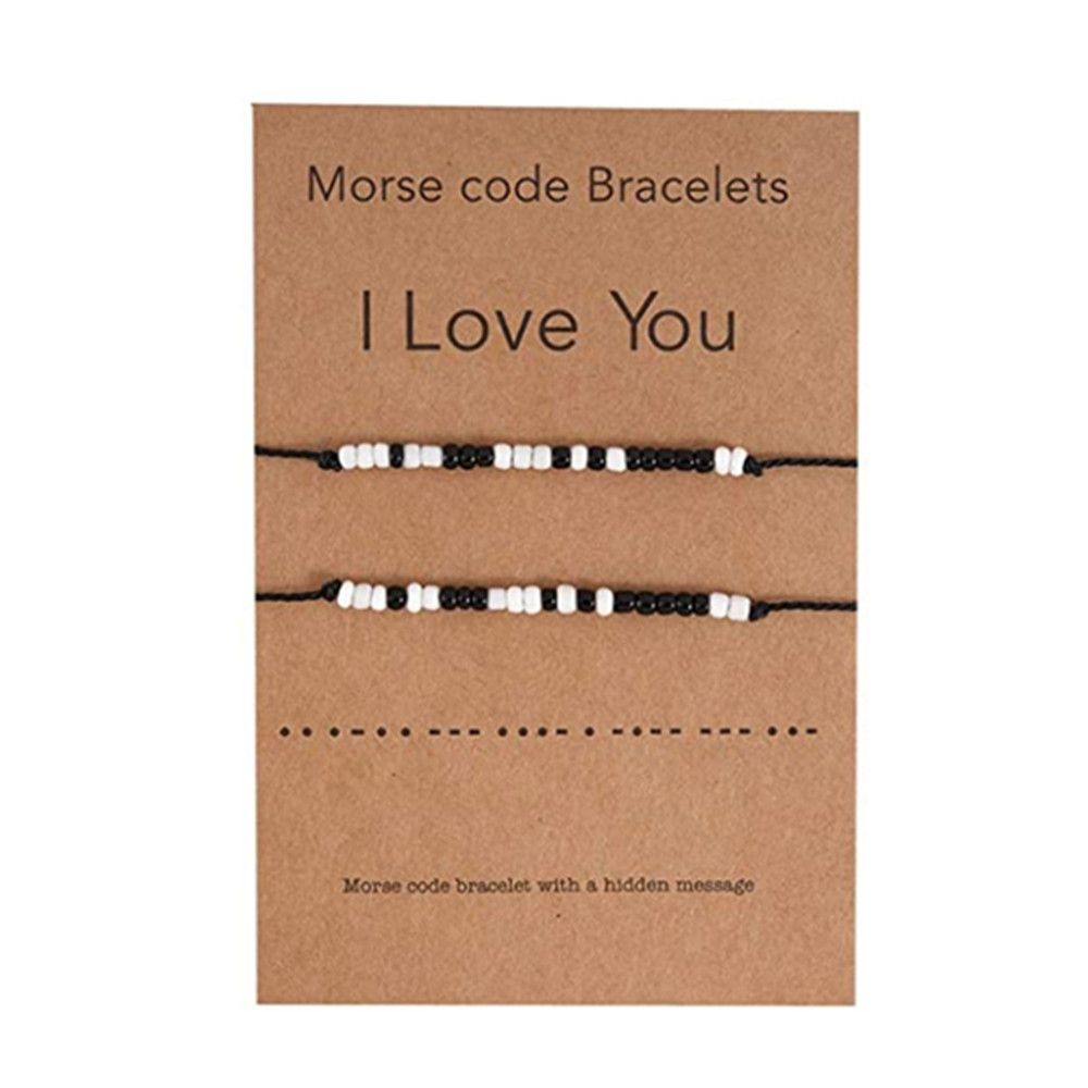 Morse Code Bracelets for Men Women-Handmade Best Friend Friendship view 3