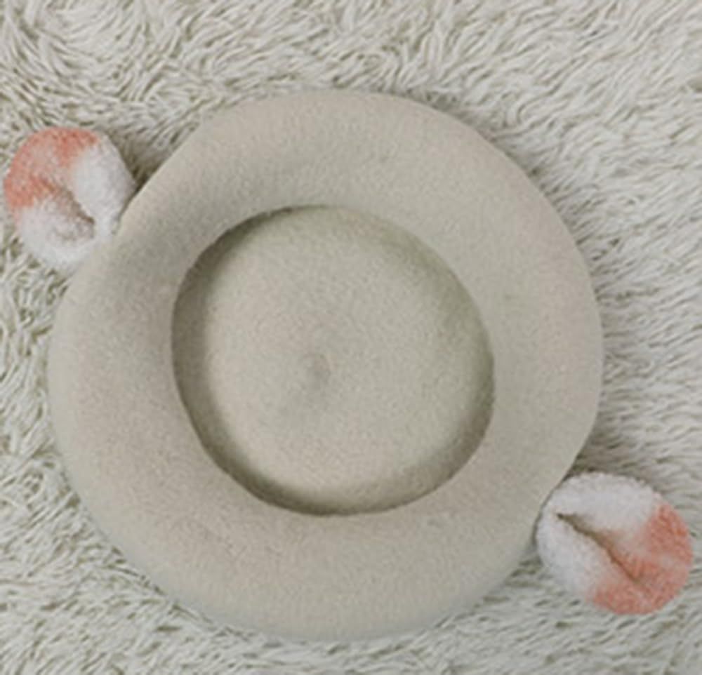Cute Lamb Ears Hat Girls Wool Beret Sheep Beret Cap Female Artist Hat Casual view 3