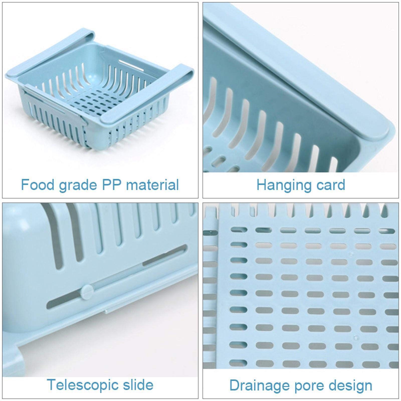 2 Pcs Kitchen Accessories Storage Container Refrigerator Organizer Adjustable view 4