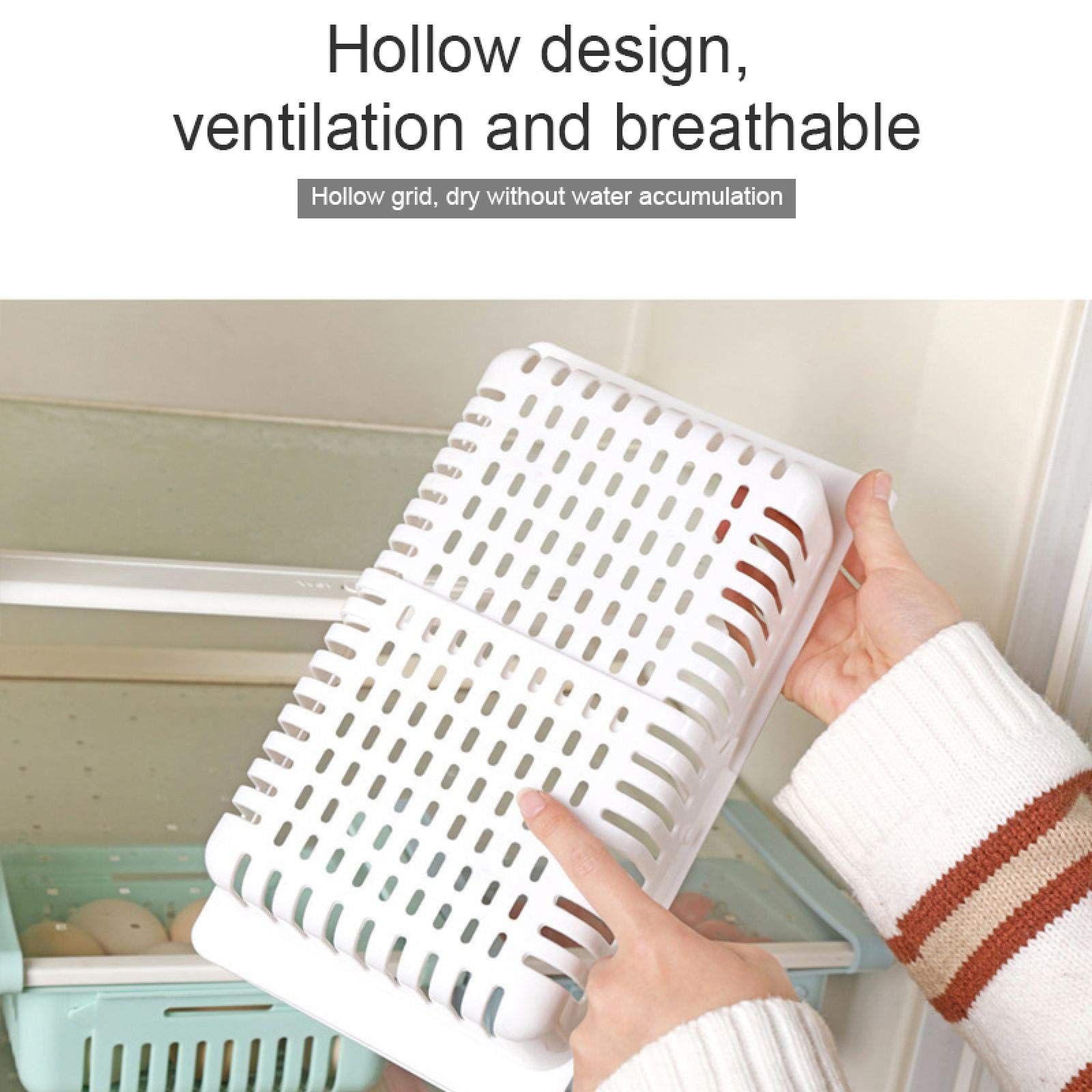 2 Pcs Kitchen Accessories Storage Container Refrigerator Organizer Adjustable view 5